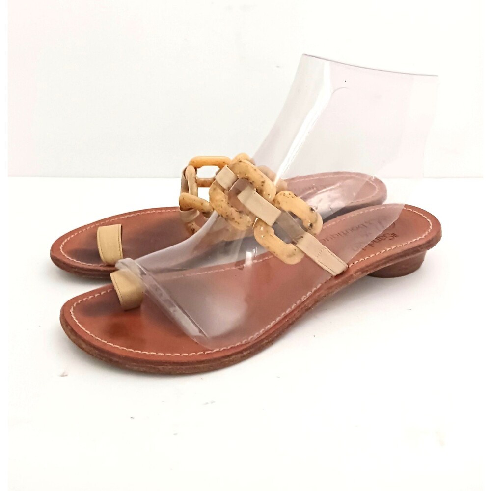 il Sandalo Sandal Handmade in Italy Chunky Lucite Links Beige Leather 36/6